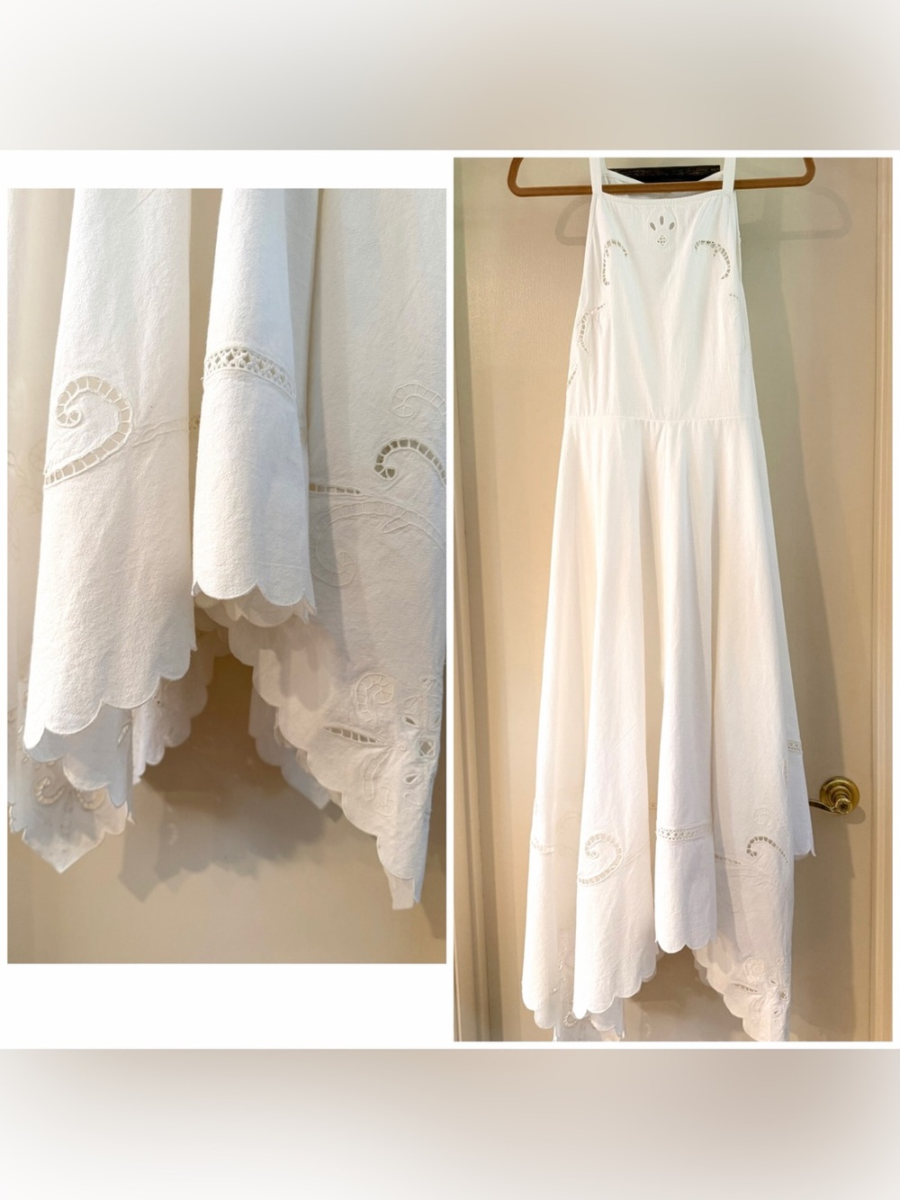NWT Free People White Adjustable Maxi Top Dress 100% Cotton M Beautiful Piece** - Picture 6 of 9